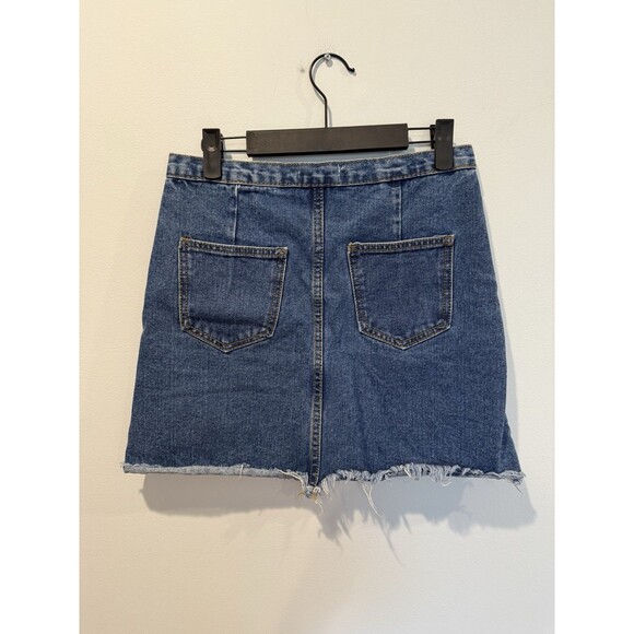 Sage The Label Skirt Womens Medium Denim Pockets Raw Hem Western Vacation Travel - Picture 2 of 5